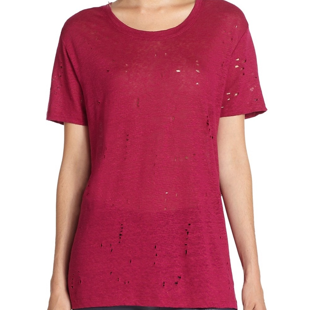IRO Jeans Clay Distressed Tee wine color